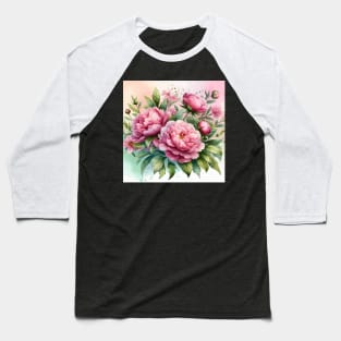 Pink Peonies Baseball T-Shirt